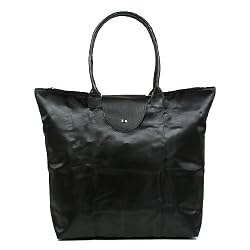Black Foldable Tote Luggage Purse Travel Bag