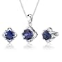 Exclusive Sophistication: 10.25 carat Concave-Cut Snowflake Blue Sapphire Pendant Earring Set in Sterling Silver