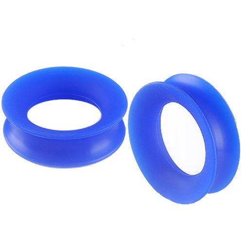 38mm - Dark Blue Color Implant grade silicone Double Flared Flare Flesh Tunnels Ear Large Gauge Plugs Earlets AFBG - Ear stretched Stretching Expanders Stretchers - Pierced Body Piercing Jewelry SI04 - Sold as a Pair