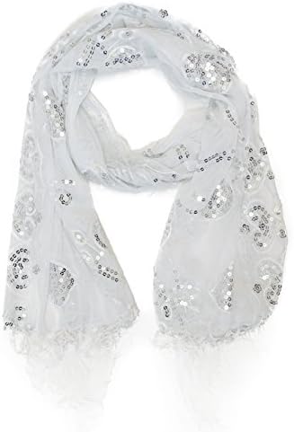 VegasHorizon Vine Sequin Scarf - WhiteWhite