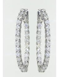 14k White Gold Oval Secure Lock In Out Hoops