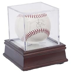 Colelctible Wood Base with UV Baseball Square Display Holder Case