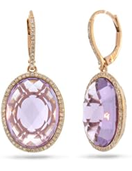 0.38ct Diamond and 15.57ct Amethyst 14k Rose Gold Earrings