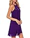 Aolakeke Women's Sleeveless Halter Lace Patchwork Loose Casual Mini Chiffon Dress,Purple,Large