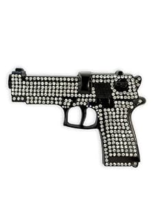 Black Rhinestone Gangster Costume Gun Buckle - ONE SIZE