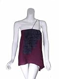 GEREN FORD One Strap Silk Ruffle Top in Violet