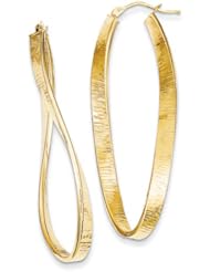 4mm, Textured Twisted Oval Hoops in 14K Yellow Gold, 50mm (1 7/8")