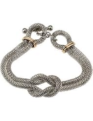 Stainless Steel Mesh Bracelet 07.50 Inch With Gold Immerse lated Trim Fb268