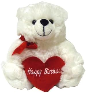 Happy Birthday Teddy Bear Stuffed Animal with Red Heart