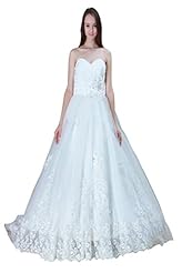 Strapless Empire   Waistline Full Length Sleeveless Tulle Applique Wedding Dress  with a Chapel Train 