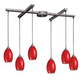Elk 517-6SC, Mulinello 6 Light Kitchen Island Pendant Track Lighting Fixture, Nickel, Glass, B3671