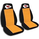 2 Black and Orange Kansas City seat covers for a 2007 to 2012 Chevrolet Silverado.... by Designcovers