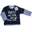 Dirty Fingers  Party my crib, 2am, Bring a Bottle  Baby & Toddler, Layered, Long Sleeve Skater T-shirt, 6-12 months, Blue/Pale Blue