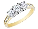 Diamond Engagement Anniversary Three Stone Ring 1 Carat (ctw) in 14K Yellow Gold (Certified)