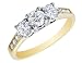 Diamond Engagement Anniversary Three Stone Ring 3/4 Carat (ctw) in 14K Yellow Gold