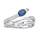 18K White Gold - Diamond & Blue Sapphire - Snake Band Ring