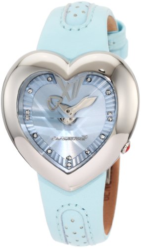 Chronotech Women's CT.7688L/04 Heart Shape Light Blue Leather Watch