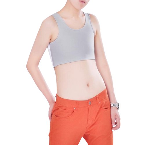 Les Lesbian Tomboy Short Vest Chest Binder Tops (XXL, Grey)
