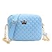 Women Messenger Bags Rivet Chain Shoulder Bag Leather Crossbody (Blue)