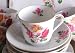 Victoria China Pink Red yellow Rose pattern Cup and Saucer