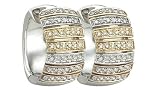 14K Tri-Color Gold Tricolor Gold Diamond Hoop Earrings