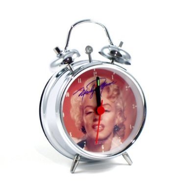 Retro Marilyn Monroe Twin Bell Alarm Clock, Pink Face Picture