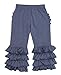 RuffleButts® Infant / Toddler Girls Faux Blue Denim Fancy Flare Pants