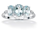 Aquamarine & Diamond Accent 10k White Gold Ring