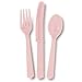 Pastel Pink Plastic Cutlery Set for 6 Guests (18pcs)