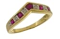 9ct Yellow Gold Ladies Diamond and Ruby Ring