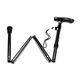 Tinksky Non-slip Adjustable Height Aluminum Alloy Folding Walking Stick Cane Travel Crutch Alpenstock (Black)