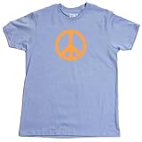Peace Sign Neon Orange T-Shirt, Baby Blue, XL