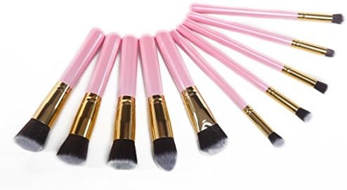 Makeup Brush Set Premium Kabuki Cosmetic Brushes Set Tools Cosmetics Eyeshadow Foundation Blending Blush Eyeliner Face Powder Kit&Applicators-Professional Grade&Tested Synthetic Bristles 10pcs