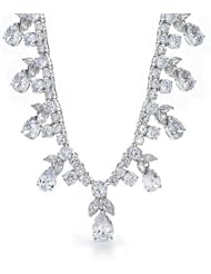 Bling Jewelry CZ Round Teardrop Marquise Vintage Style Necklace