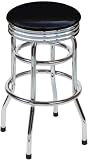 Review On The Edge Marketing  / On The Edge Marketing OTE-801025 Solid Black Barstool With 2 Foot Rings and Chrome Seat Ring With Swivel
