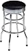 On The Edge Marketing OTE-801025 Solid Black Barstool With 2 Foot Rings and Chrome Seat Ring With Swivel
