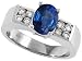 1.75 cts Genuine Oval Sapphire and Diamond Ring - 14kt White or Yellow Gold