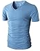 H2H Mens Casual Slim Fit Short Sleeve Crew-Neck Solid Color T-Shirts Sky US S/Asia M (KMTTS0380)