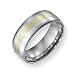 Stainless Steel and 14k Gold Inlay 8mm Polished Comfort Fit Wedding Band Ring (Size 6-13 )