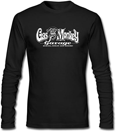 Yosni Gas Monkey Garage Blood Sweat and Beers Design Long Tee for Mens Black L