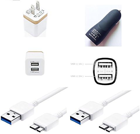 UIHY 1x Home Travel Charger 1x Car Charger and 2PCS 3FT Micro USB 3.0 Fast Charging Sync Data For Samsung Galaxy Note 3 III Note 4 N9000 Galaxy S5 i9600 Cable