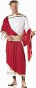 Mens Zeus Toga Outfit Greek Roman Caesar God Costume White With Maroon Sash