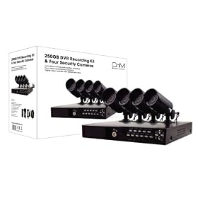 4 Channel CCTV Camera Kit Weatherproof with 250GB Digital Video Recorder