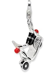Sterling Silver 3 D Enameled Swarovski Element Moped with Lobster Clasp Charm