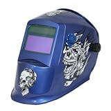 Solar Auto Darkening Welding Blue w/ White Skull