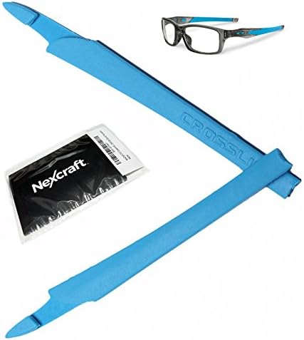 NexCraft Crosslink BLUE Ear Sock Rubber Sleeve Unobtainium Oakley Replacements Kit Temple Arm Model Switch Pro Sweep Eyewear Glasses OX8027 OX8029 OX8030 OX8031 OX8033 OX3128 OX3149 Prescription