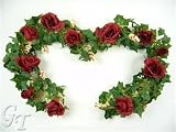 Review GT Decorations  / 183cm Artificial Silk Wedding Flower Rose Ivy Chain Garland (Burgundy) from GT Decorations