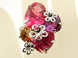 Pretty Big Fashion Statement Crystal Rhinestone Cluster Flower Petal Party Ring