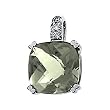 14K White Gold Prasiolite and Diamond Pendant