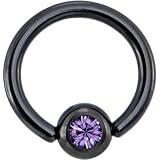 Black Tanzanite Swarovski Anodized Titanium Ball Captive Ring